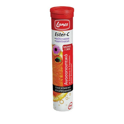 Lanes Ester-C Echinacea & Sambucus 20 Αναβράζοντα Δισκία - Kamara Pharmacy