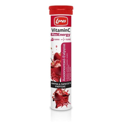 Lanes Vitamin C Plus Energy Κεράσι 500mg 20 αναβράζοντα δισκία - Kamara Pharmacy