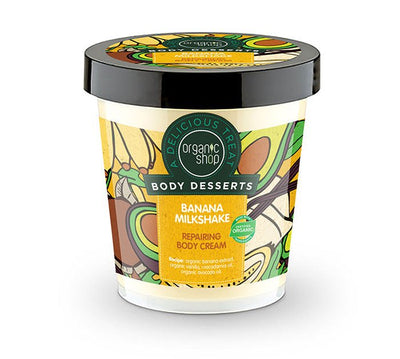 Organic Shop Body Desserts Banana Milkshake Επανορθωτική κρέμα σώματος 450ml - Kamara Pharmacy
